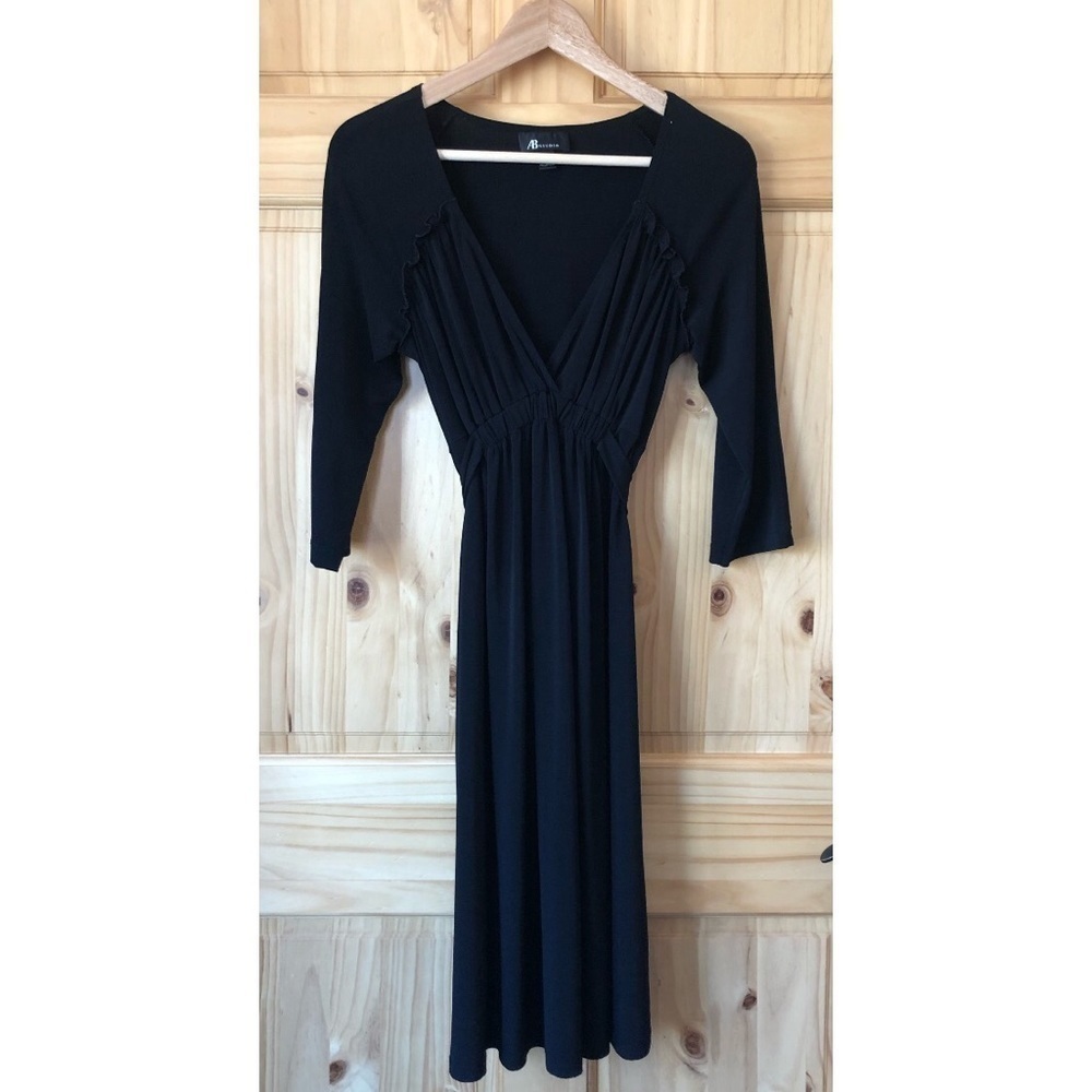 AB Studio Mock Wrap Figure Flattering Tie Back Dress Size M